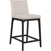 Tokyo Counter Stool in Wheat Neutral Leather & Dark Wood